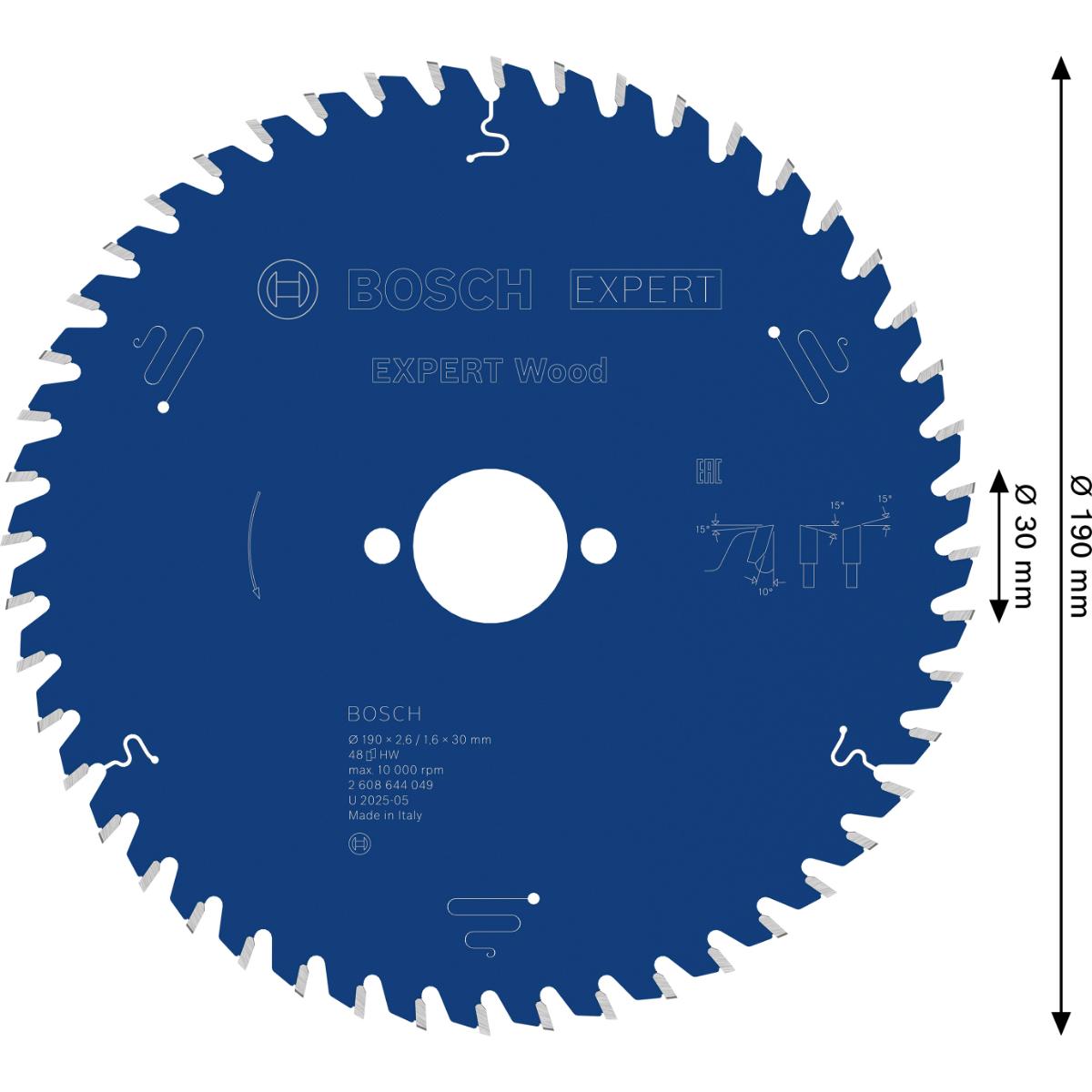 Bosch Kreissägeblatt Expert for Wood ø 190 mm, Bohrung 30 mm