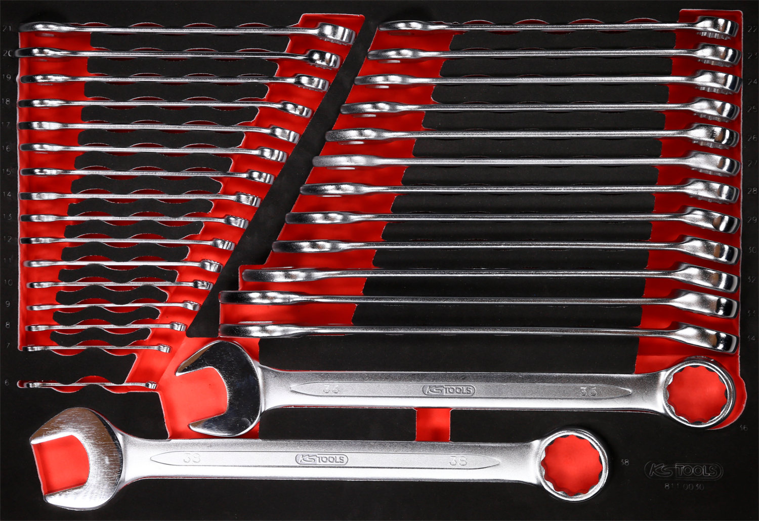 KS Tools Ringmaulschlüssel-Satz in Schaumstoffeinlage, 30-tlg