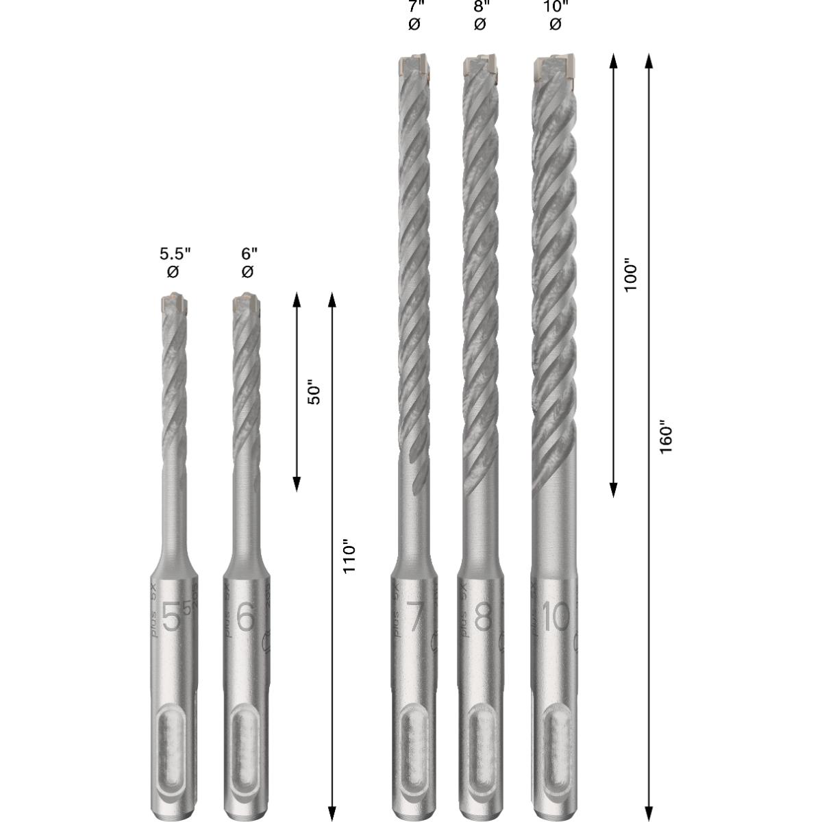 Bosch PRO SDS plus-5X Hammerbohrer 5.5/6/7/8/10 mm, 5-teiliges Set