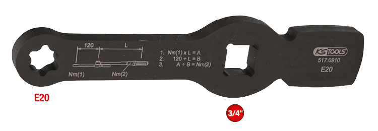 KS Tools 3/4" Schlag-Torx-E-Schlüssel mit 2 Schlagflächen, E20