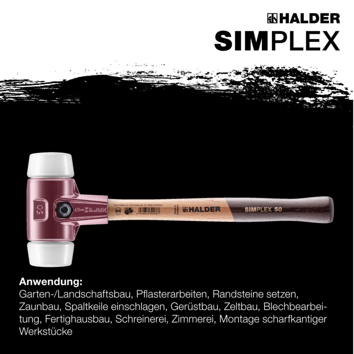HALDER SIMPLEX - Schonhammer mit TE-Gehäuse und Holzstiel, Superplastik