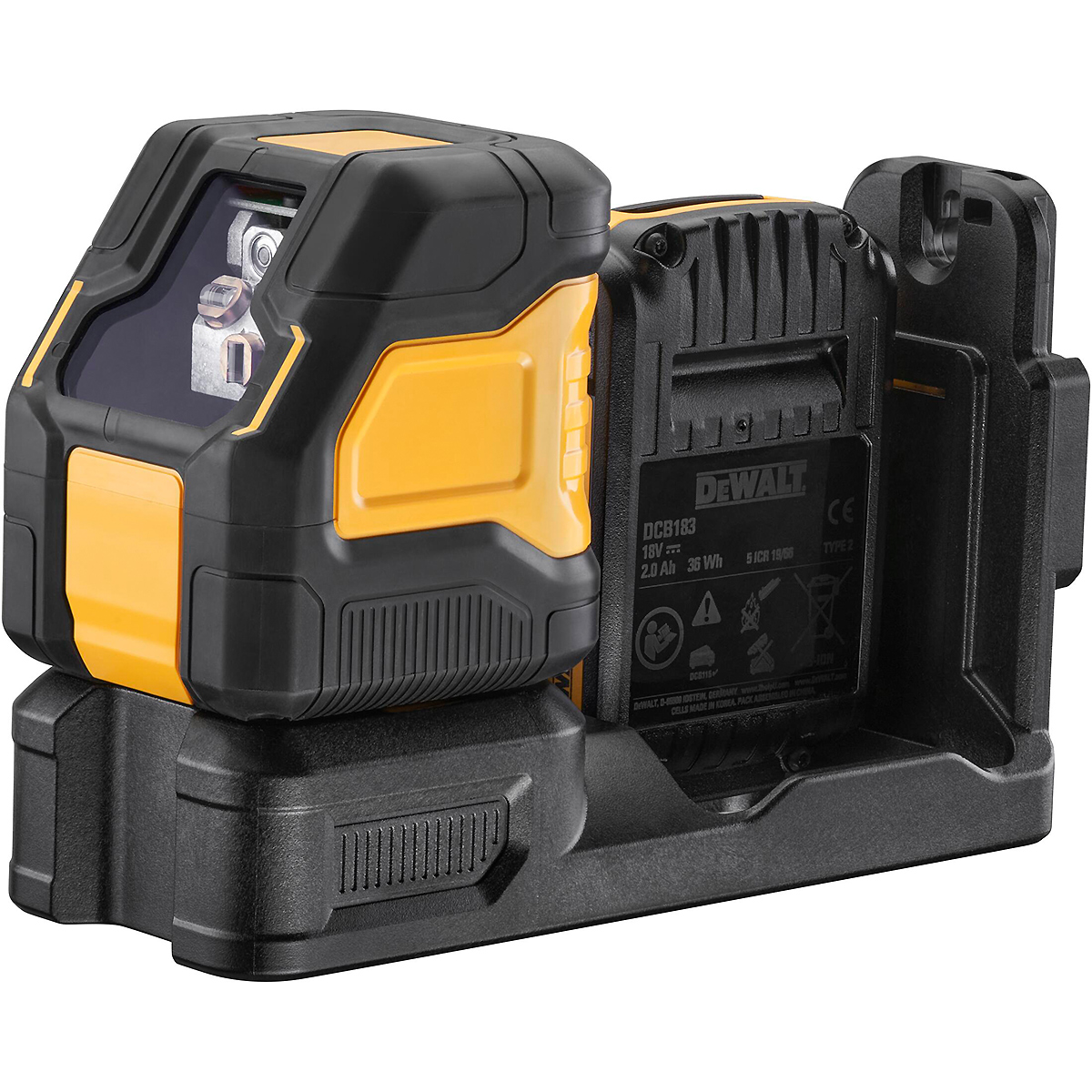DEWALT Akku-Kreuzlinienlaser grün 18V + Akku + Schnellladegerät