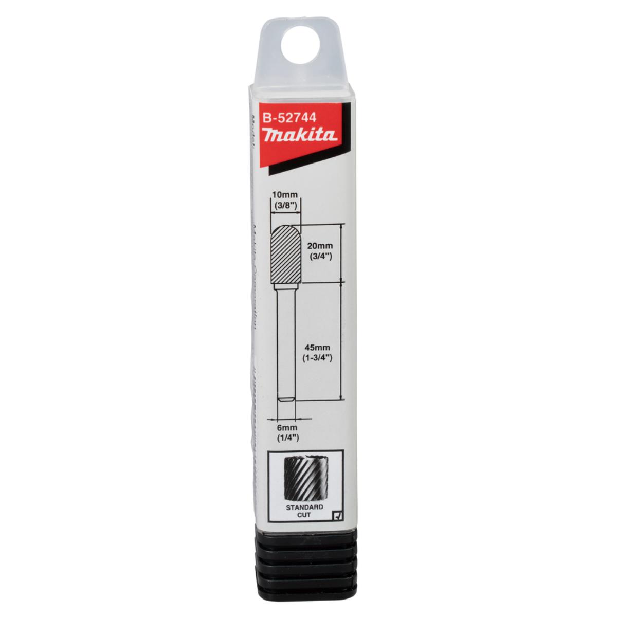 Makita Hartmetall Frässtift Walzenrund - Einfachverzahnung - LxØ 20x10 mm - B-52744