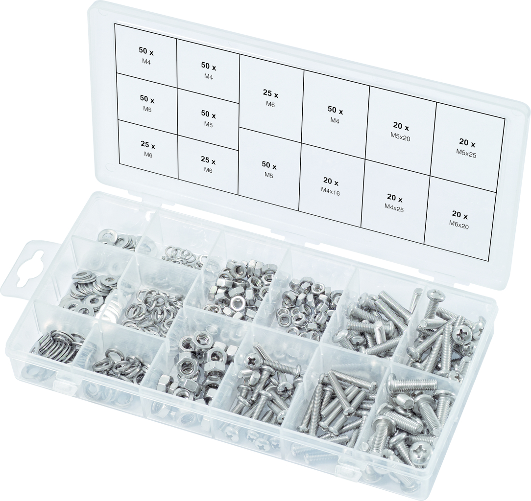 KS Tools Sortiment Linsenkopf-Maschinenschrauben, metrisch, 475-tlg