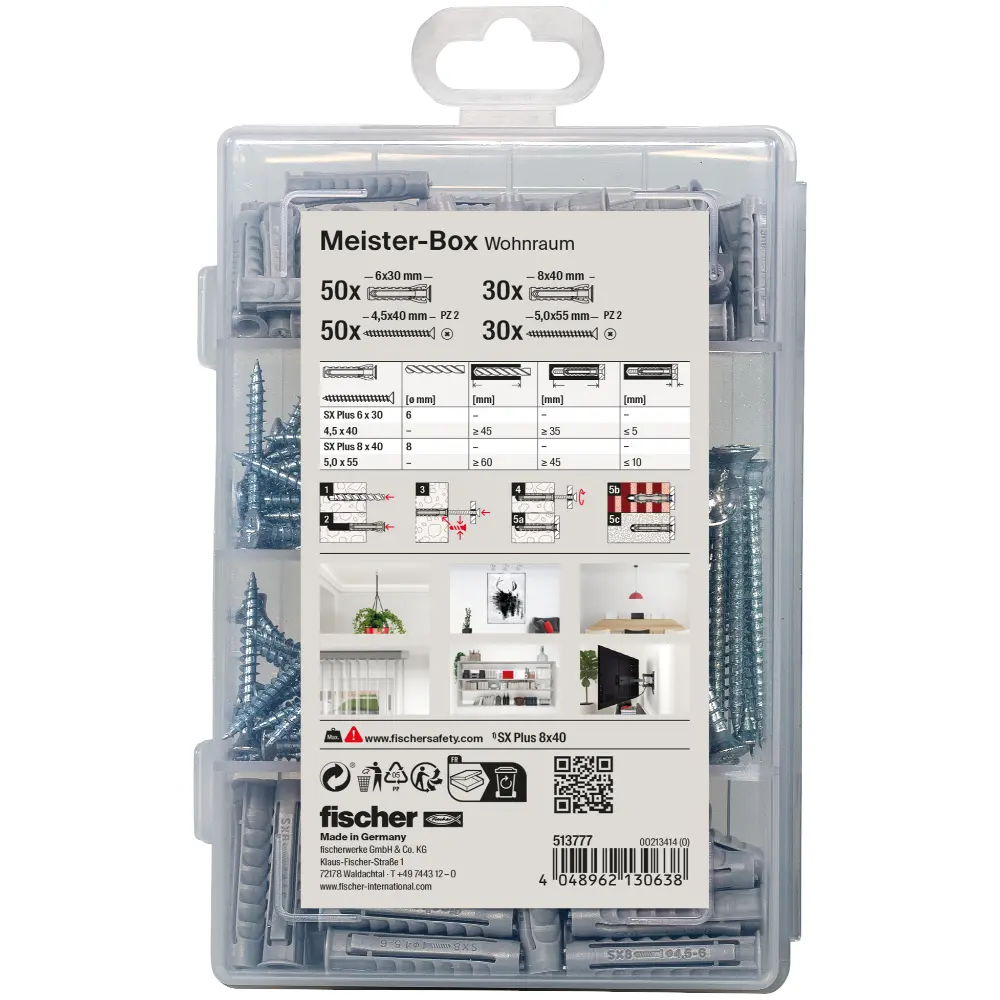 Fischer Dübelsortiment Meister-Box Wohnraum + Schrauben (160 Teile)