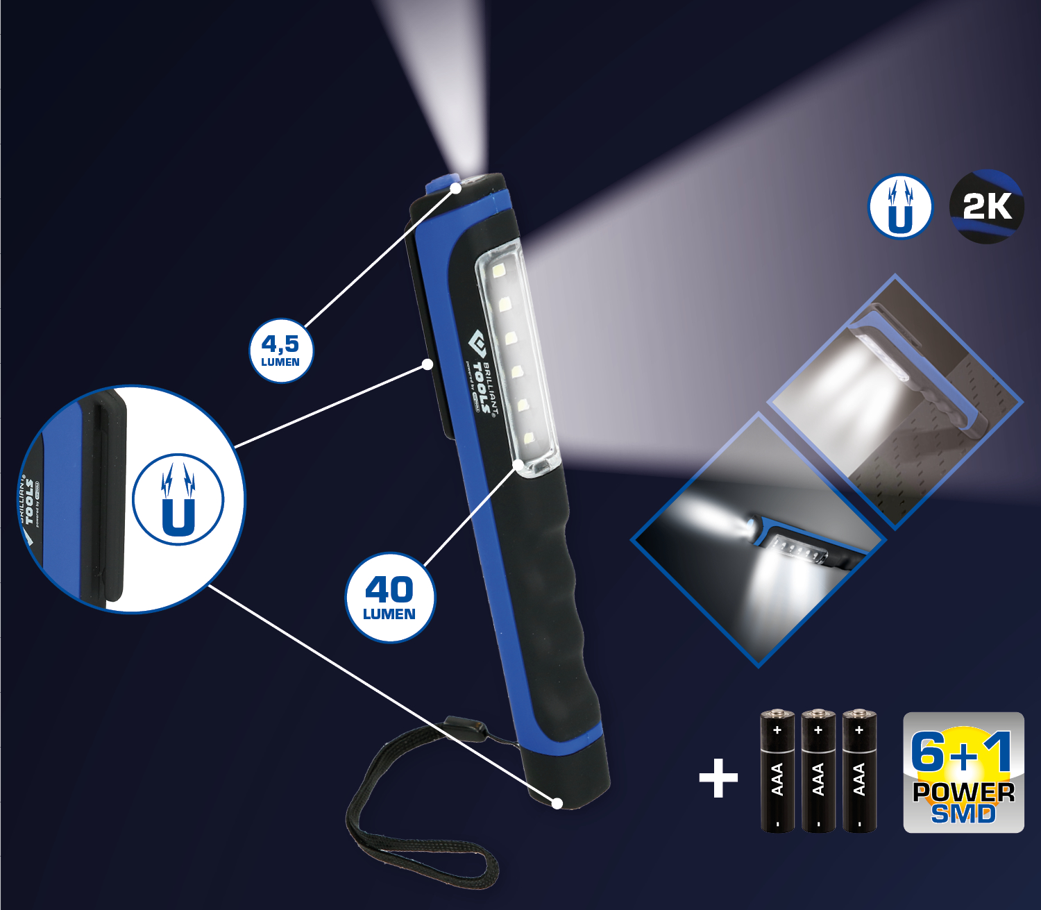 Brilliant Tools Lampe mit 6+1 SMD - BT130900