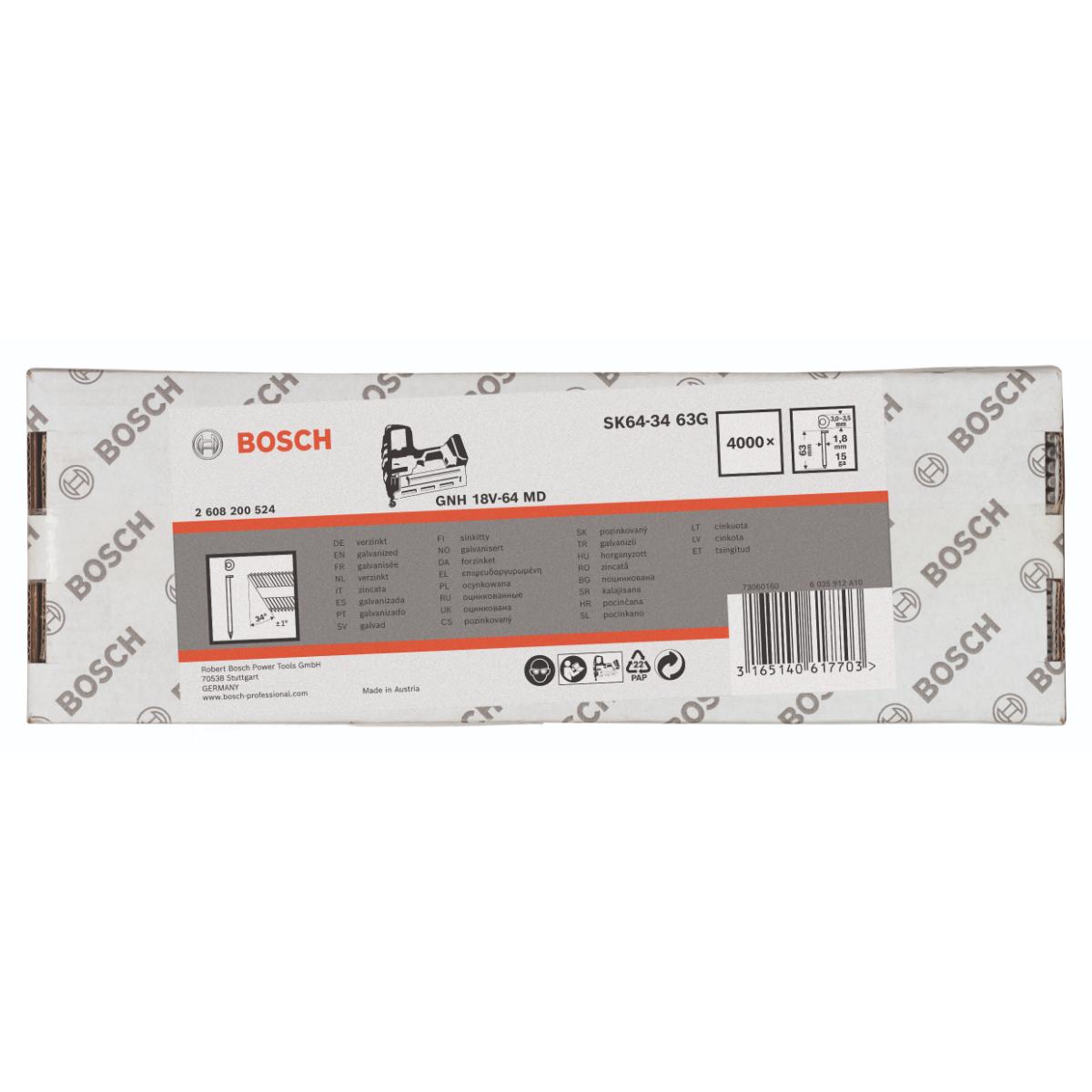 Bosch 34° 1.8/15g  DA Stauchnagelkopf SK64-34, glatt, verzinkt