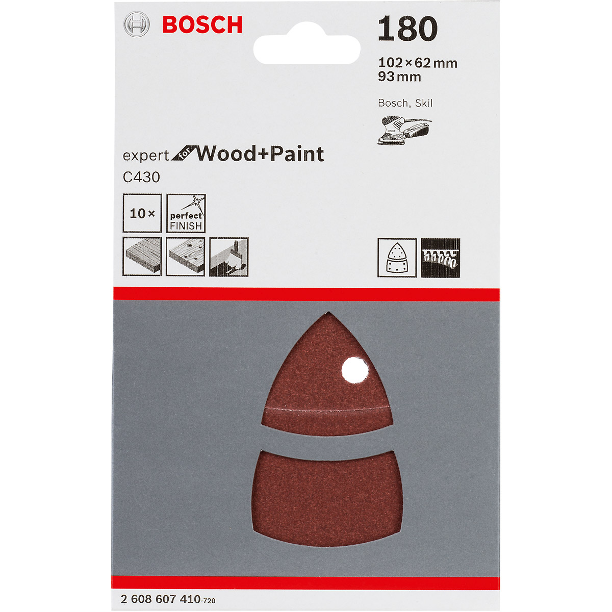Bosch Schleifblatt-Set C430, 10-teilig 102 x 62, 93 mm, 180