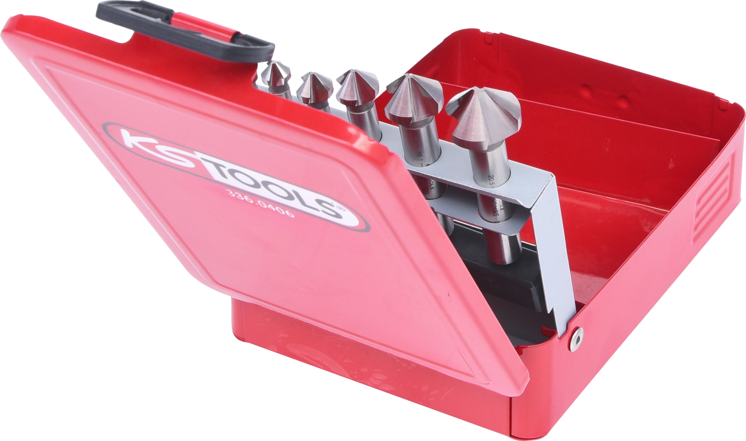 KS Tools HSS Kegel- und Entgratsenker-Satz, Stahlblechkassette 6-tlg