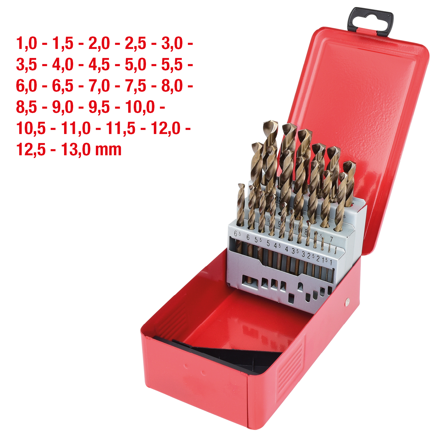 KS Tools HSS-G Co 5 Spiralbohrer-Satz, Stahlblechkassette, 25-tlg, 1-13mm