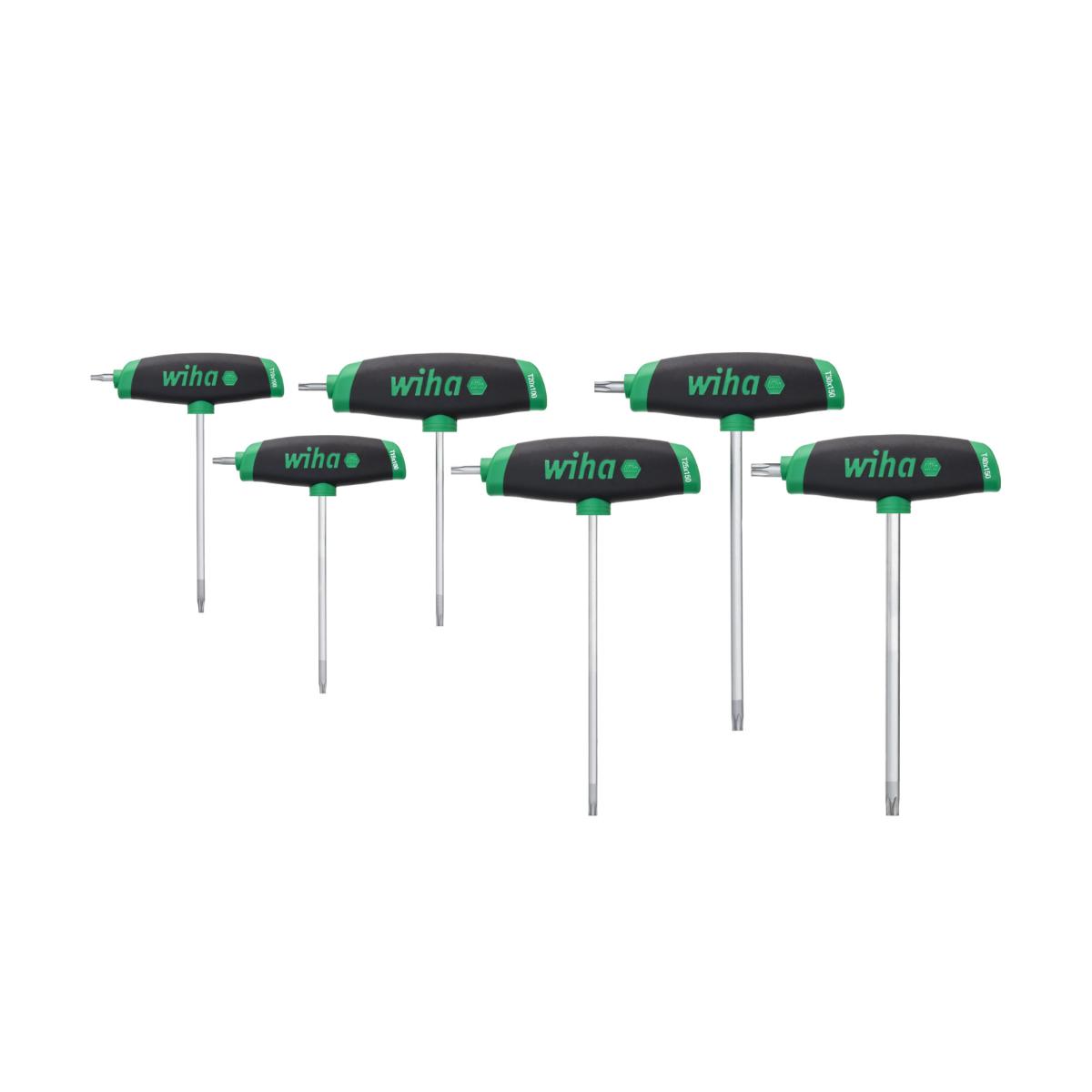 Wiha Stiftschlüssel mit Quergriff Set ComfortGrip TORX 6-teilges Set mit Seitenabtrieb, mattverchromt
