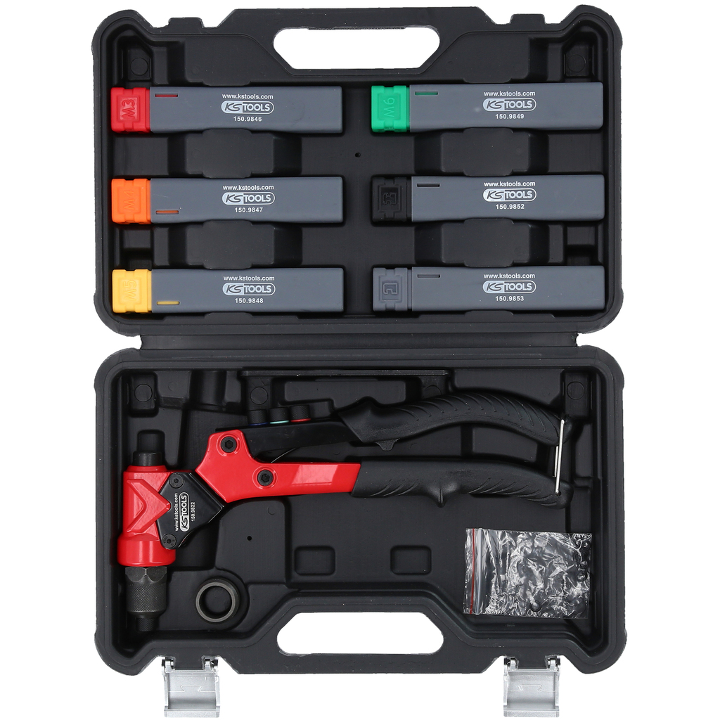 KS Tools 3 in 1 Handnietzangen-Satz, drehbar, 12-tlg.