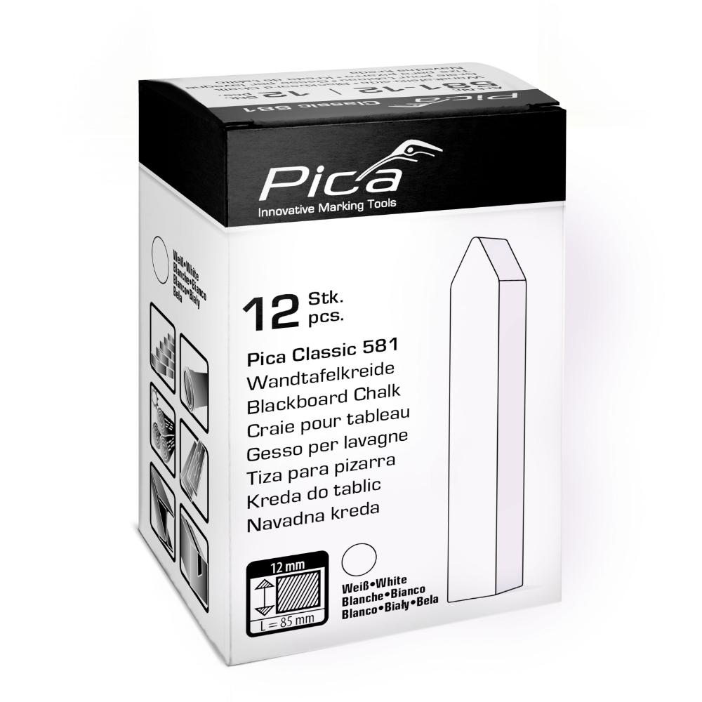Pica Wandtafelkreide, 12x12x85mm, weiß
