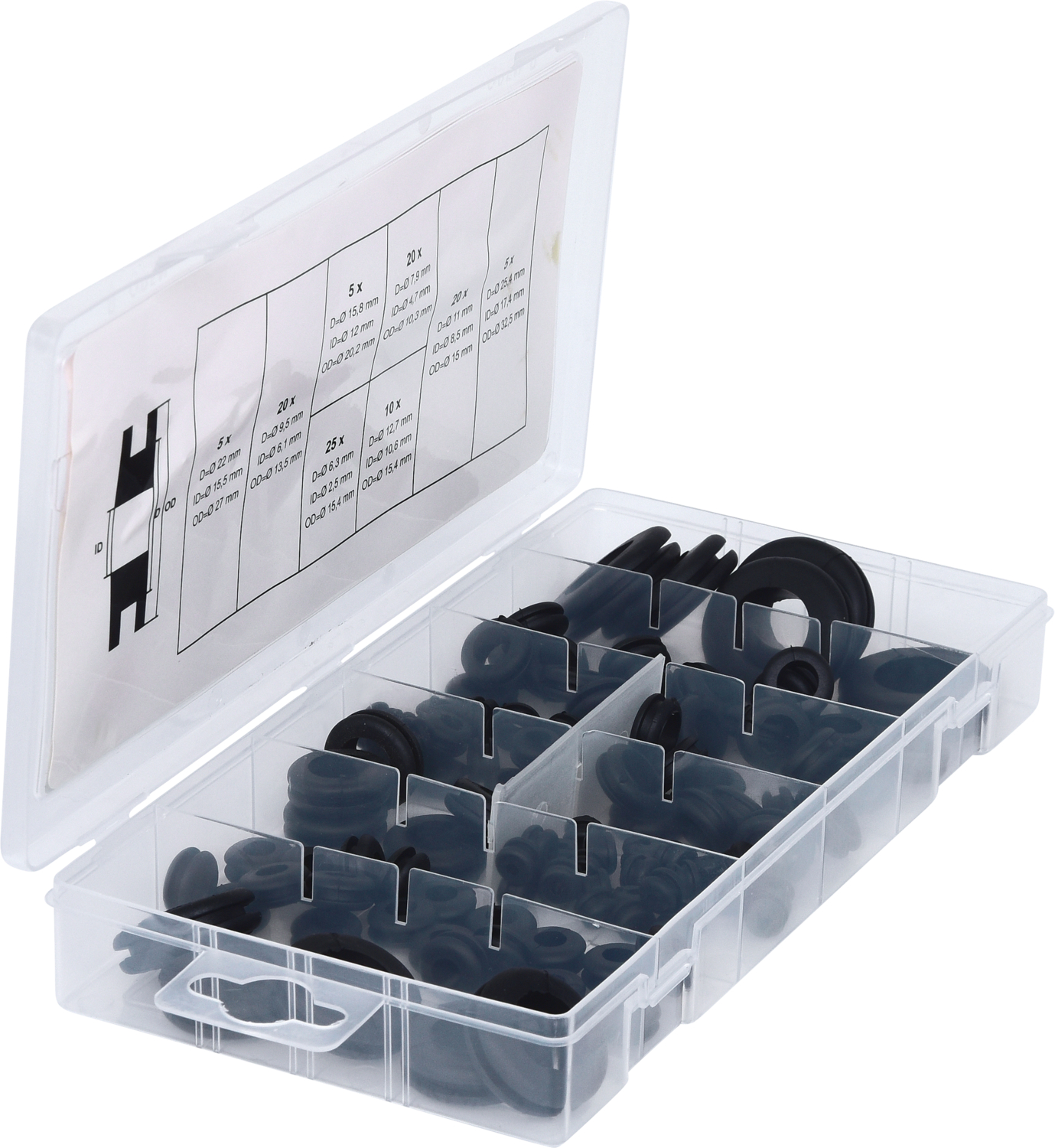 KS Tools Sortiment Gummi-Durchgangstüllen, 110-tlg