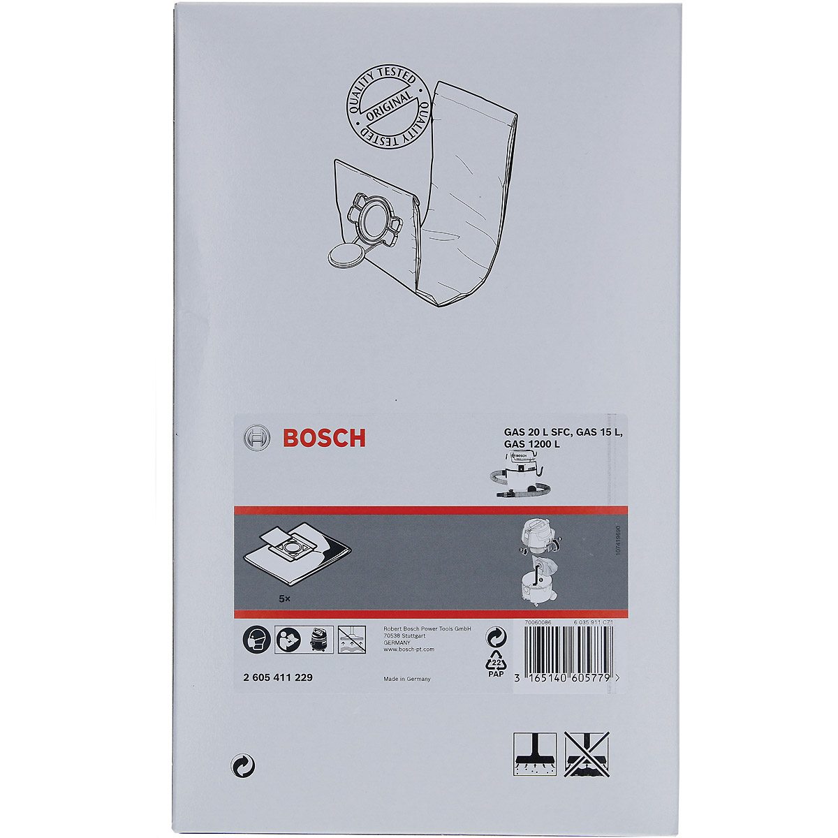 Bosch Vliesbeutel, passend zu GAS 20 L Professional