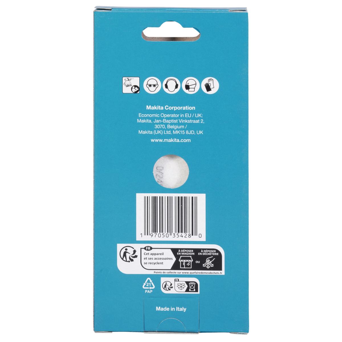 Makita Schleifpapier 80x130mm, Körnung A180,Klett, 8 Loch, 10 Stück
