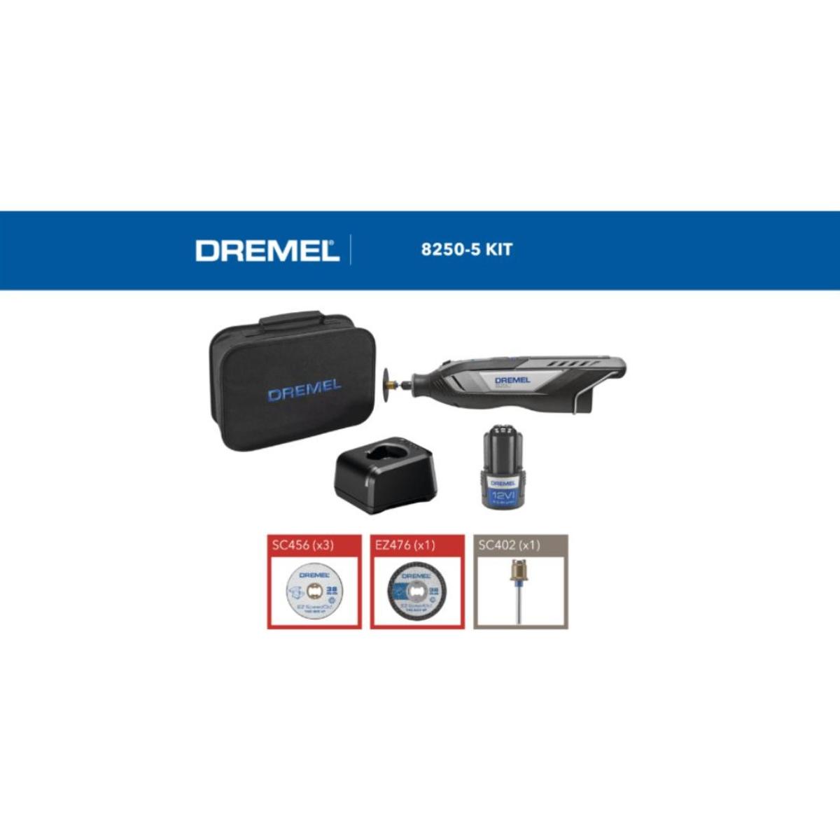 DREMEL® 8250, Akku-Multifunktionswerkzeug 8250-5 (12 V), 5 Zubehöre