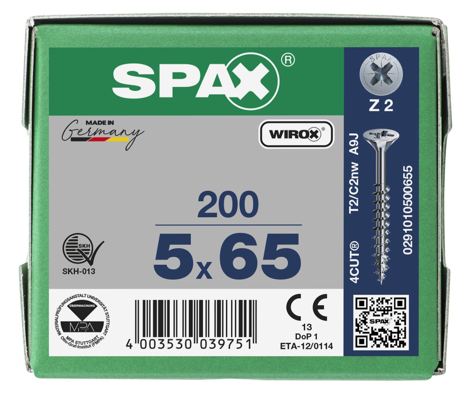 SPAX Senkmultikopf Kreuzschlitz Z2 Teilgewinde WIROX, 200 Stück