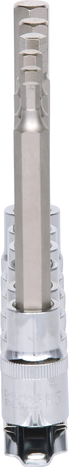 KS Tools 1/2" CHROMEplus Bit-Stecknuss-Satz Innensechskant, 6-tlg 5-12mm,lang