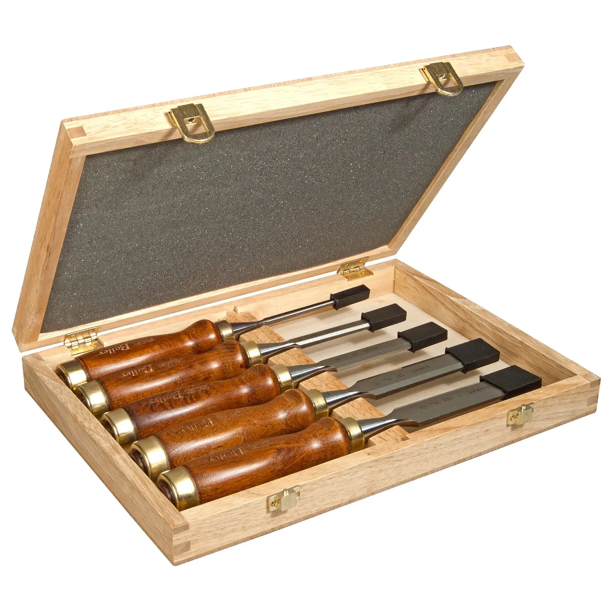 STANLEY Stechbeitel Bailey, Eschenholzheft mit Schlagring, Set 5-tlg. im Holzkasten 6, 12, 15, 20, 25 mm