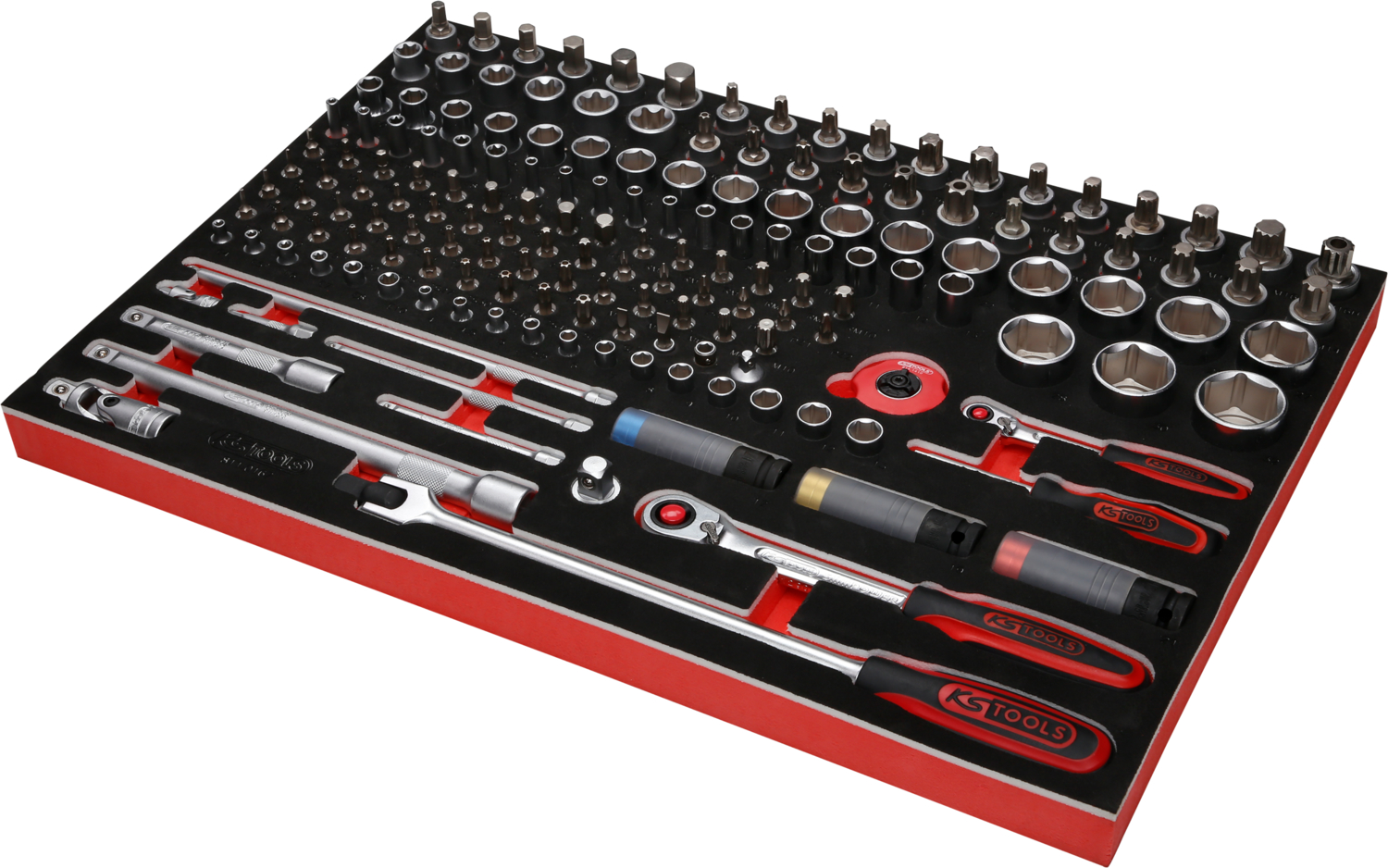 KS Tools 1-4'' + 1-2'' Steckschlüssel-Satz in Schaumstoffeinlage, 167-tlg