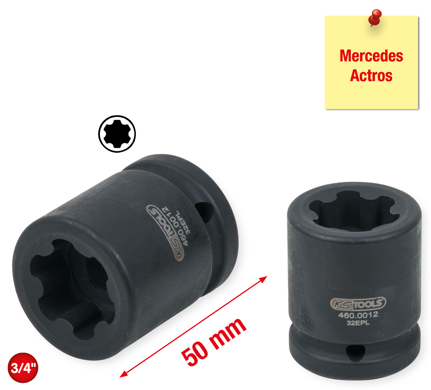 KS Tools Torx-E-Plus Stecknuss für Mercedes, 32 EPL, 50mm lang