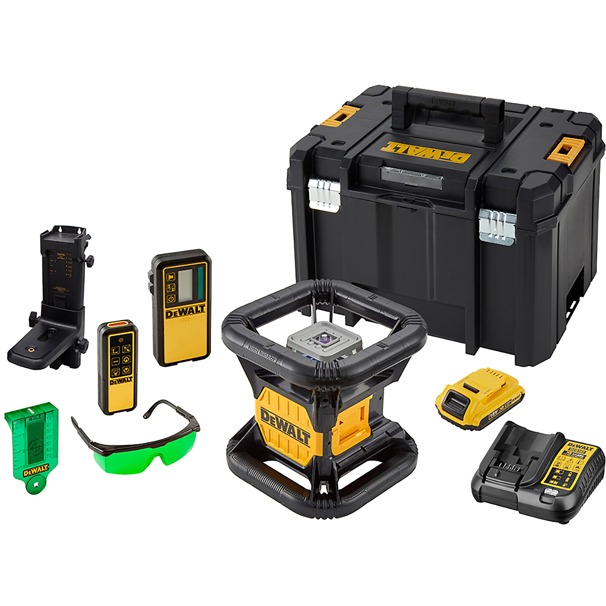 DEWALT Akku 2-Punkt-Rotationslaser 18V rot Vertikal-Lot doppelt + Akku + Schnellladegerät