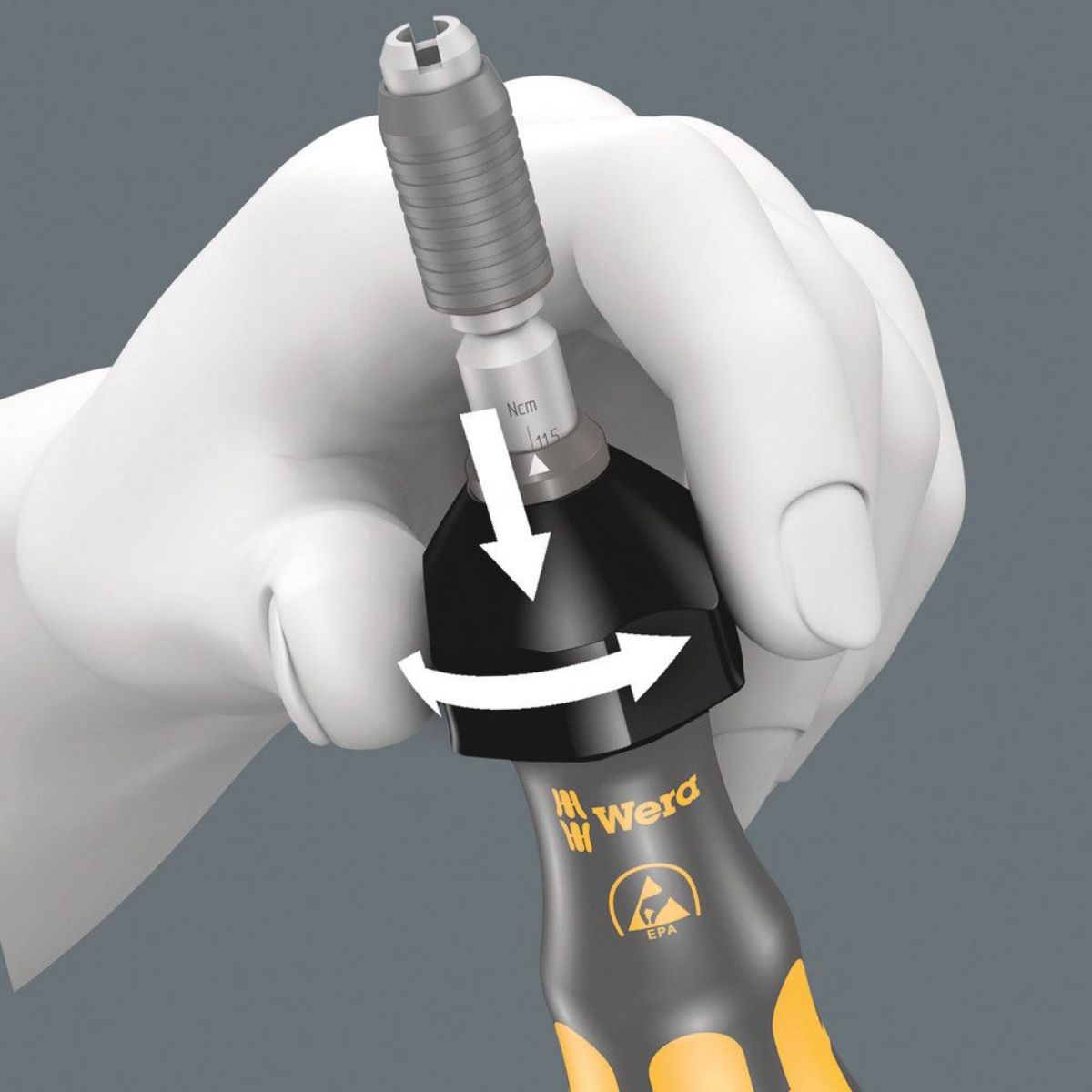 Wera Serie 7400 Kraftform ESD Drehmomentschraubendreher (0,1-1,0 Nm) + Schnellwechselfutter