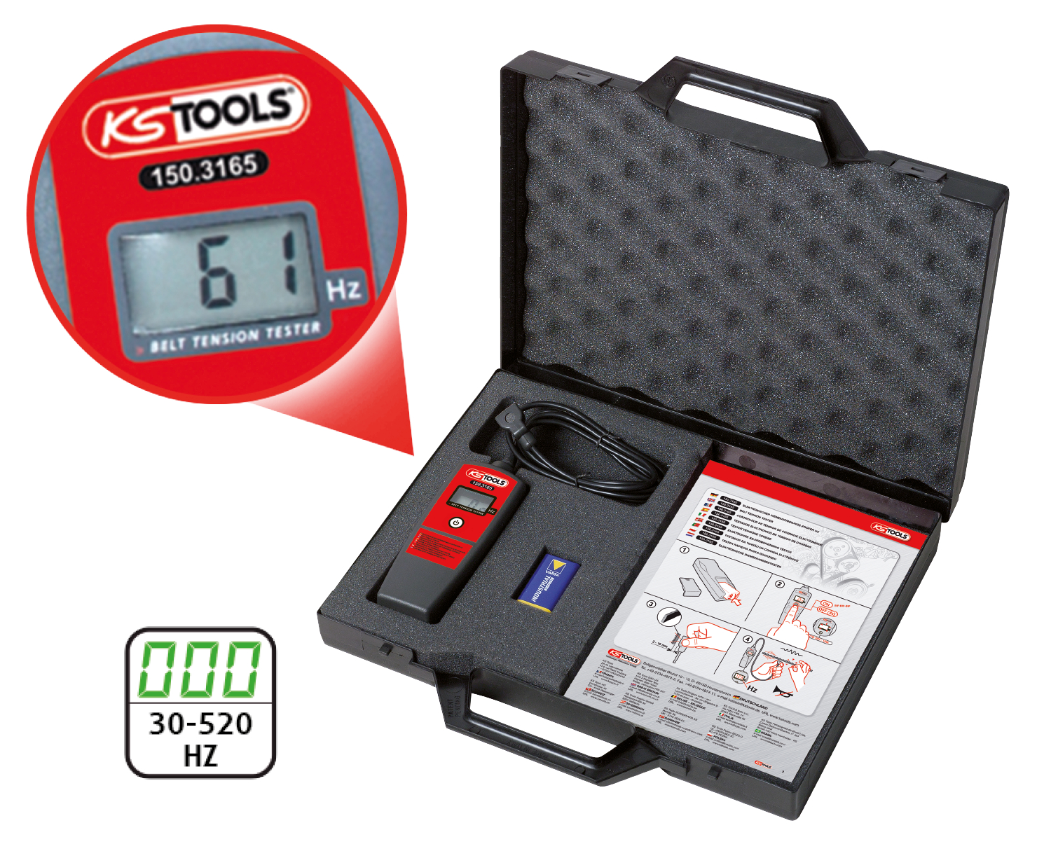 KS Tools Elektronischer Riemenspannungs-Prüfer HZ