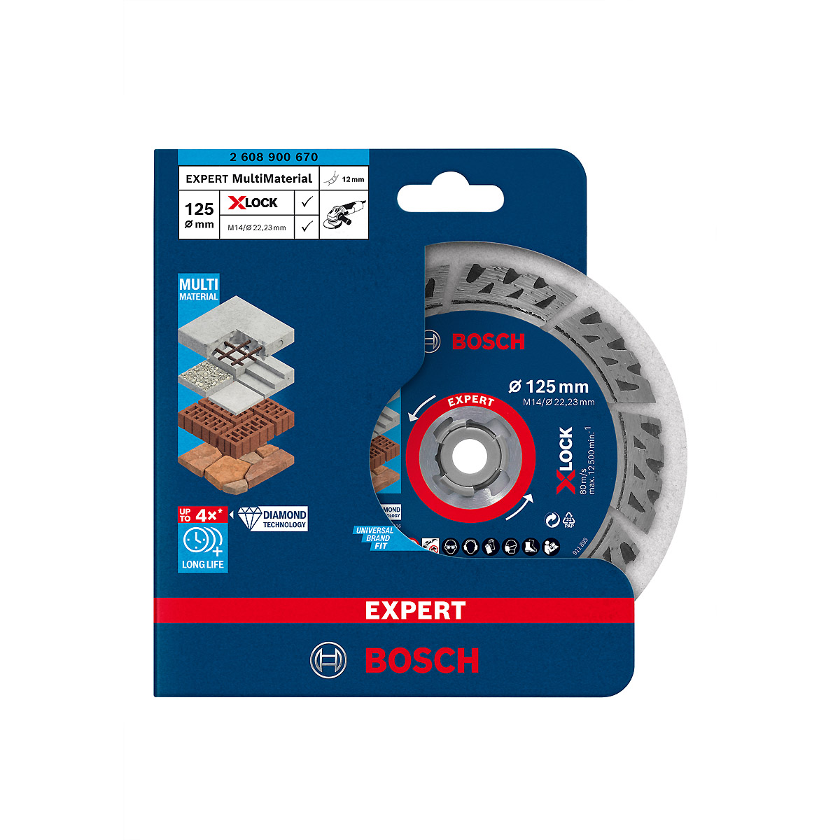 Bosch EXPERT MultiMaterial X-LOCK Diamanttrennscheiben, für kleine Winkelschleifer