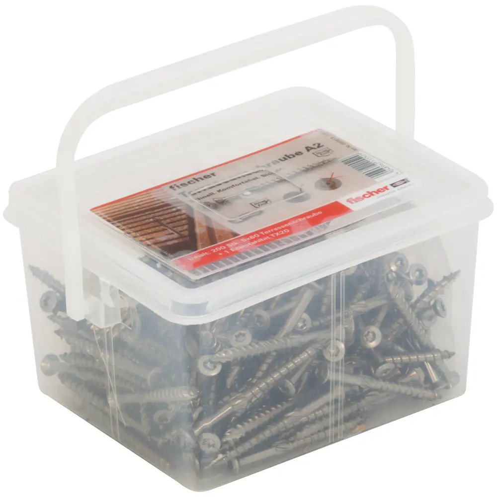 Fischer Box Terrassenschraube 5,0x60 FTS-ST A2P +Bit