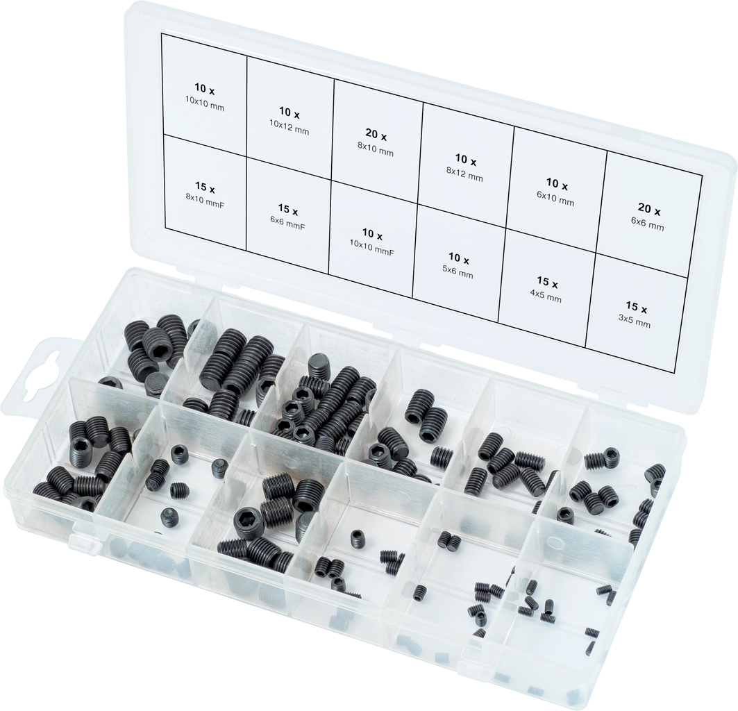 KS Tools Sortiment Madenschrauben, metrisch, 160-tlg