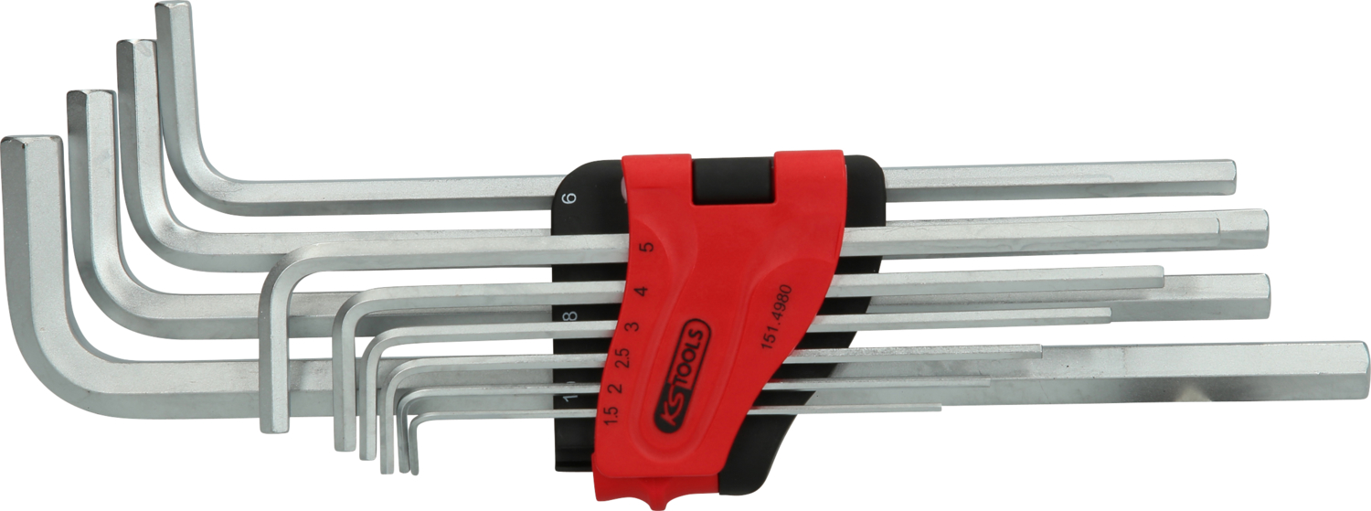 KS Tools Innensechskant-Winkelstiftschlüssel-Satz, extra lang, 10-tlg