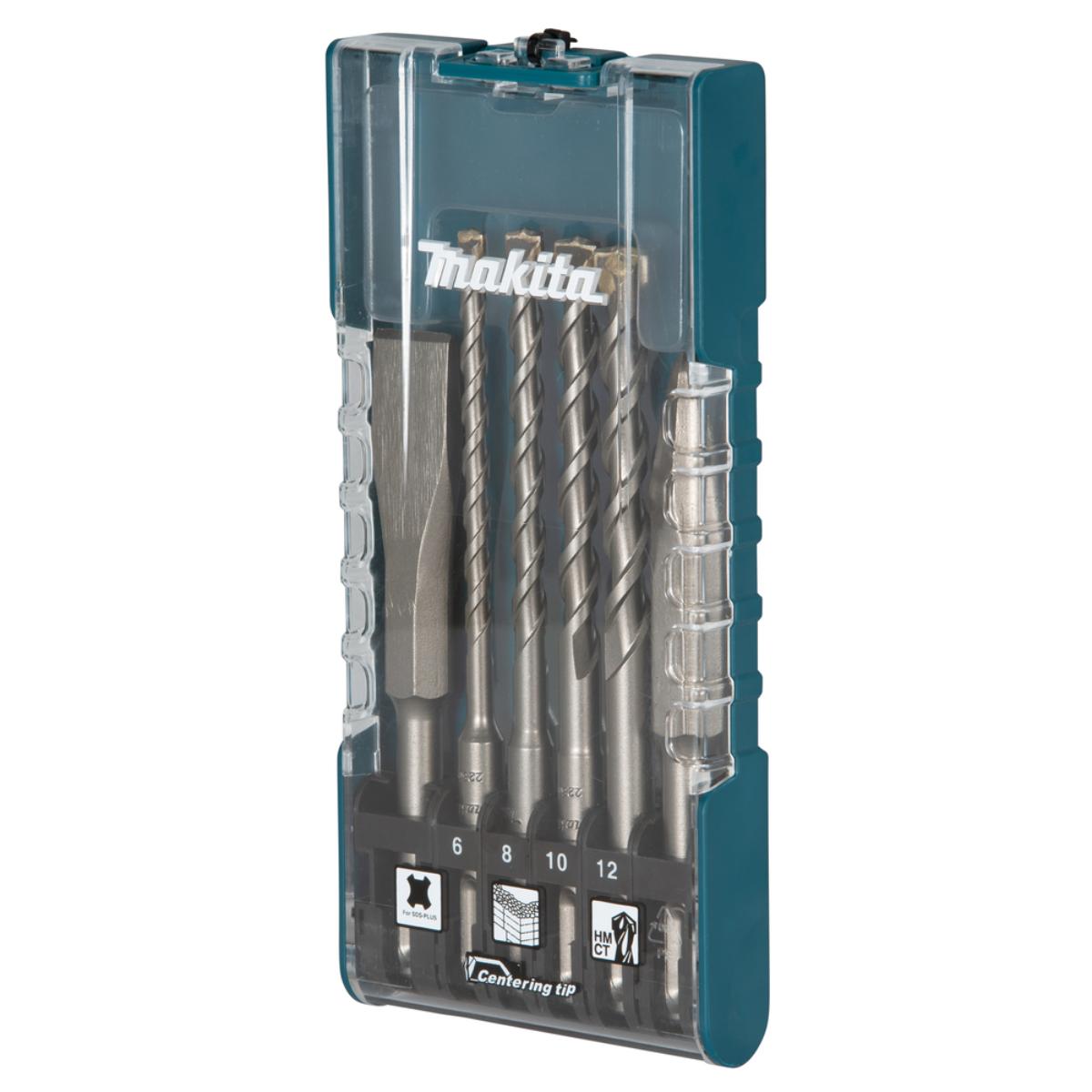 Makita SDS-PLUS Bohrer-Meißel 6-teiliges Set, SDS-PLUS, Zweischneider, Zentrierspitze, Meißel