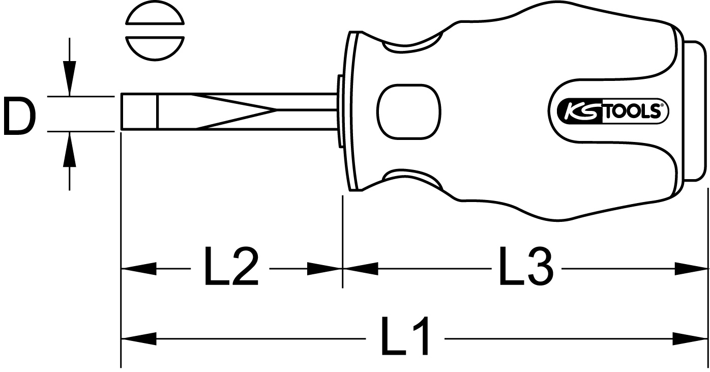 KS Tools ERGOTORQUEmax Schlitz-Schraubendreher, 6mm, kurze Form