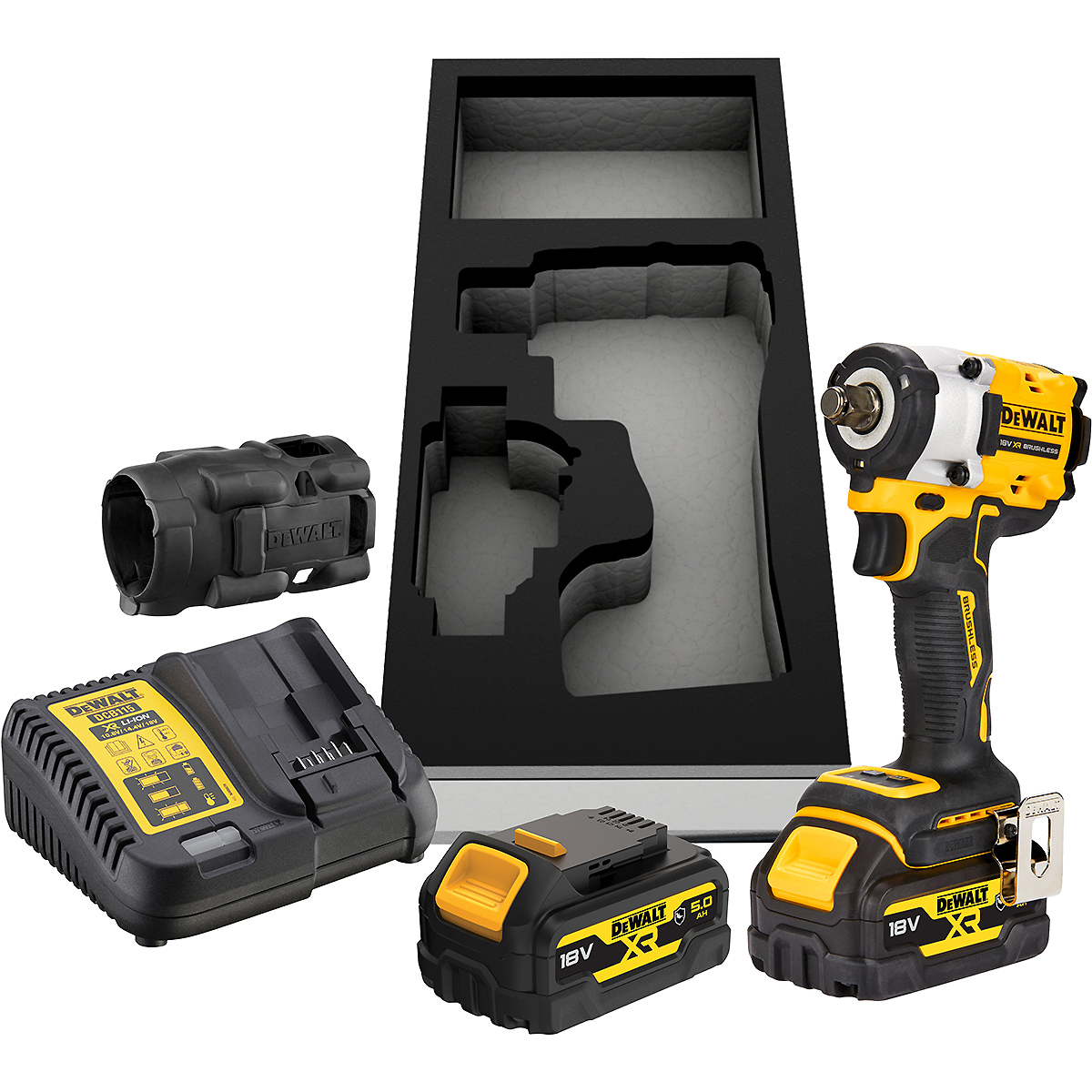 DEWALT Akku-Schlagschrauber 1/2 Zoll XR 18V 406Nm + 2 Akku 5,0 Ah + Schnellladegerät
