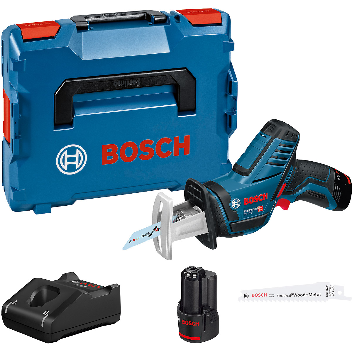 Bosch Akku-Säbelsäge GSA 12V-14, mit 2 x 3.0 Ah Li-Ion Akku, L-BOXX