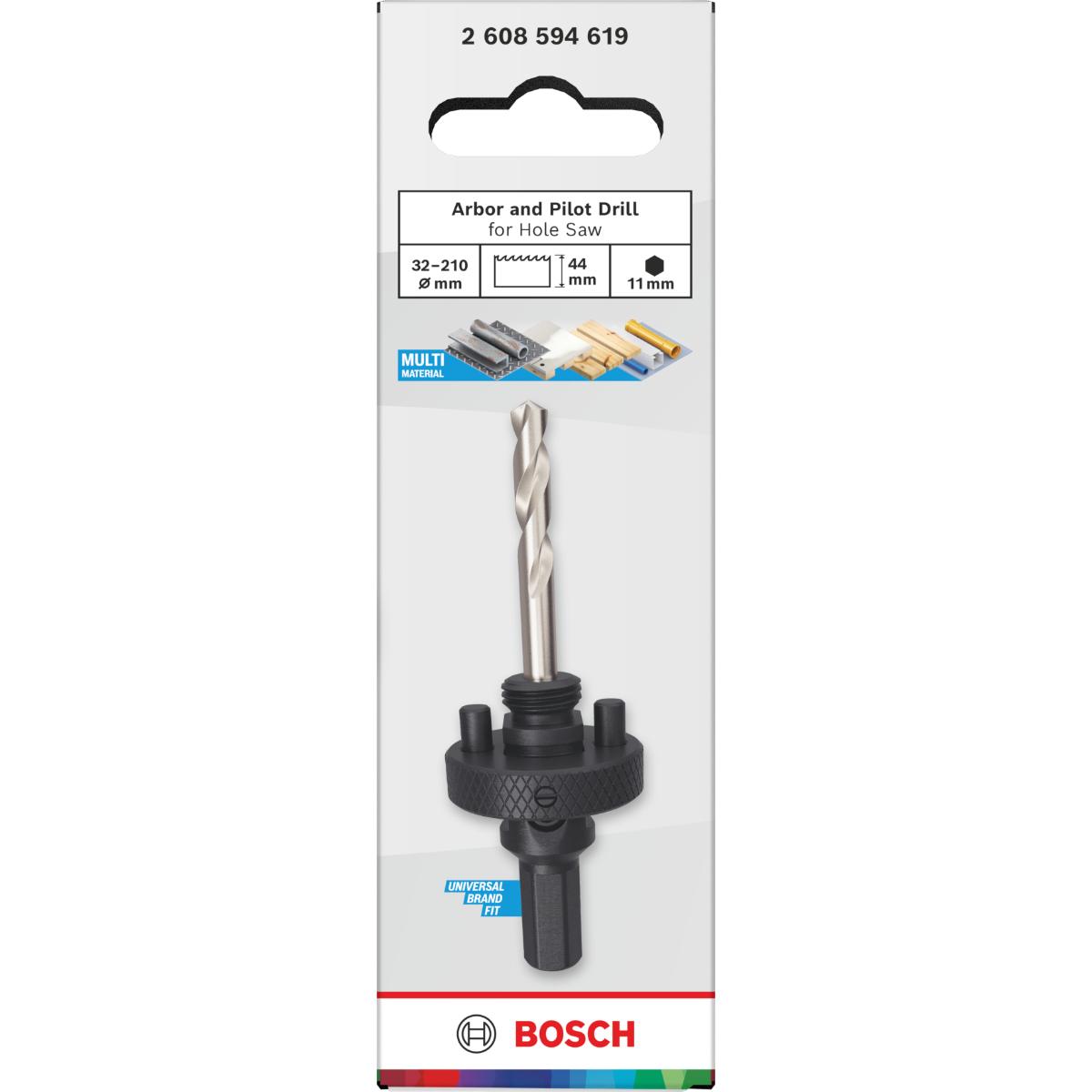 Bosch Aufsteckhalter und Zentrierbohrer für Lochsäge, 32-210 x 44 mm für LS 33-152,HEX