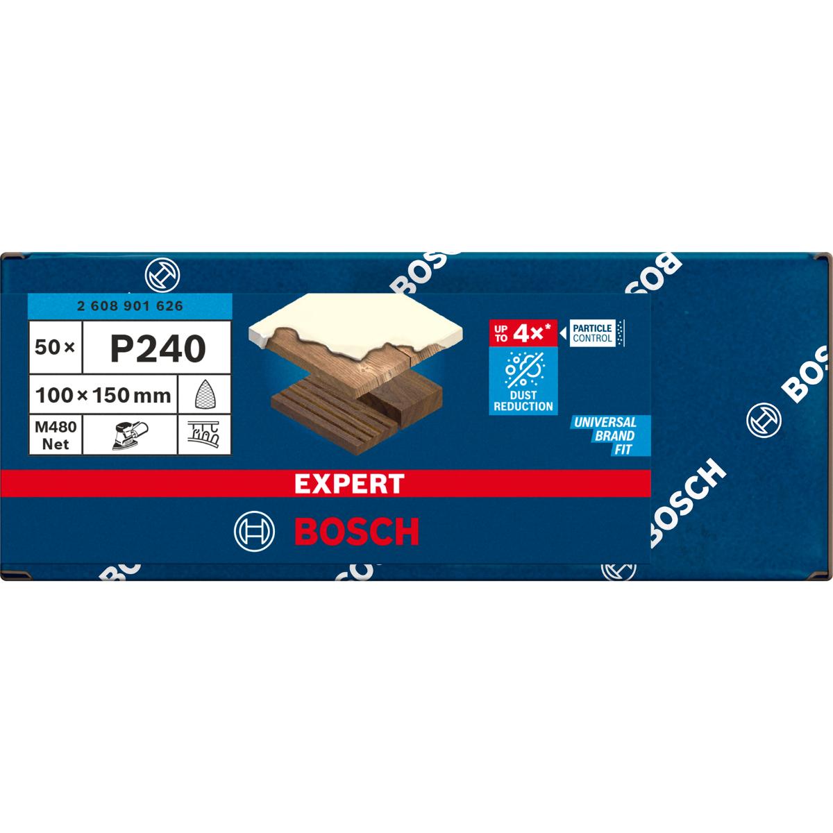 Bosch EXPERT M480 Schleifnetz, 100 x 150 mm, 50 Stück