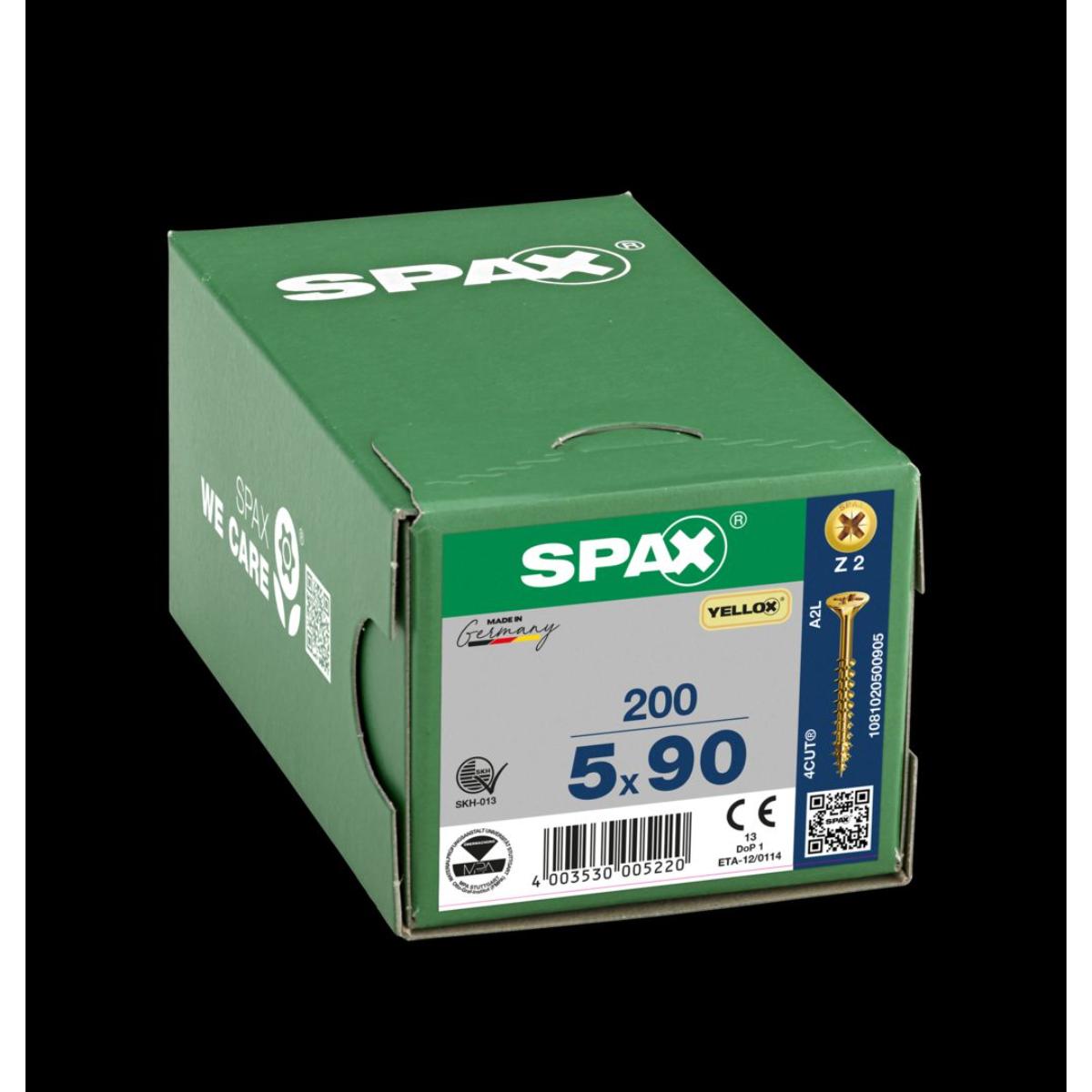 SPAX Senkmultikopf Kreuzschlitz Z2 Teilgewinde YELLOX, 200 Stück