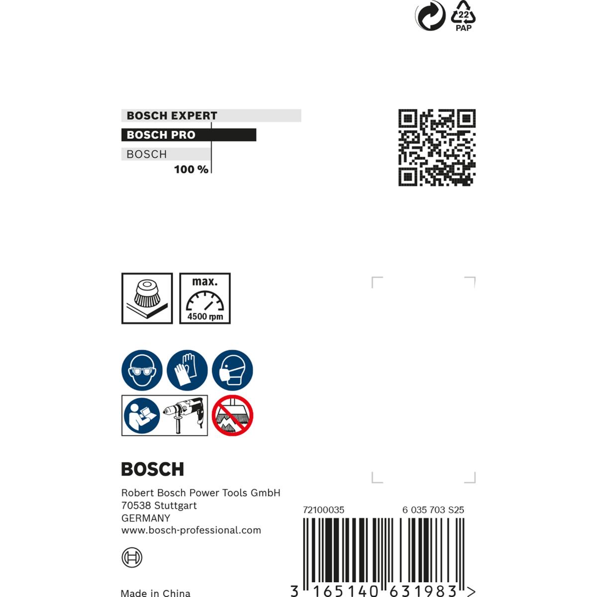 Bosch PRO Topfbürste, Edelstahl, gewellter Draht, 0,3 mm, 4500 U/ min