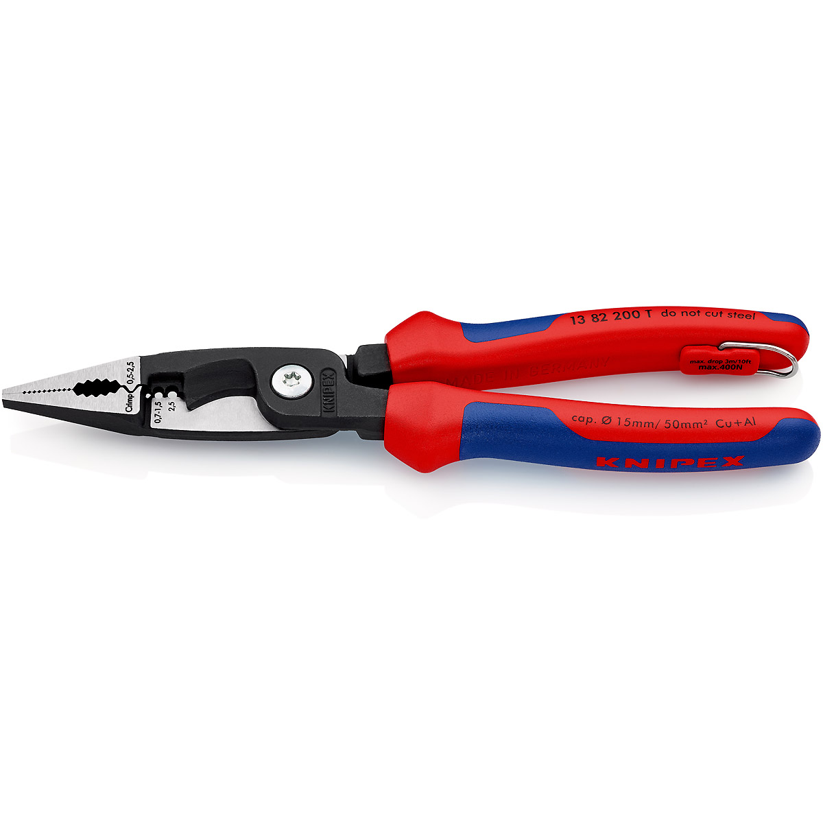 KNIPEX Elektro-Installationszange 200 mm schwarz atramentiert, mit Befestigungsöse