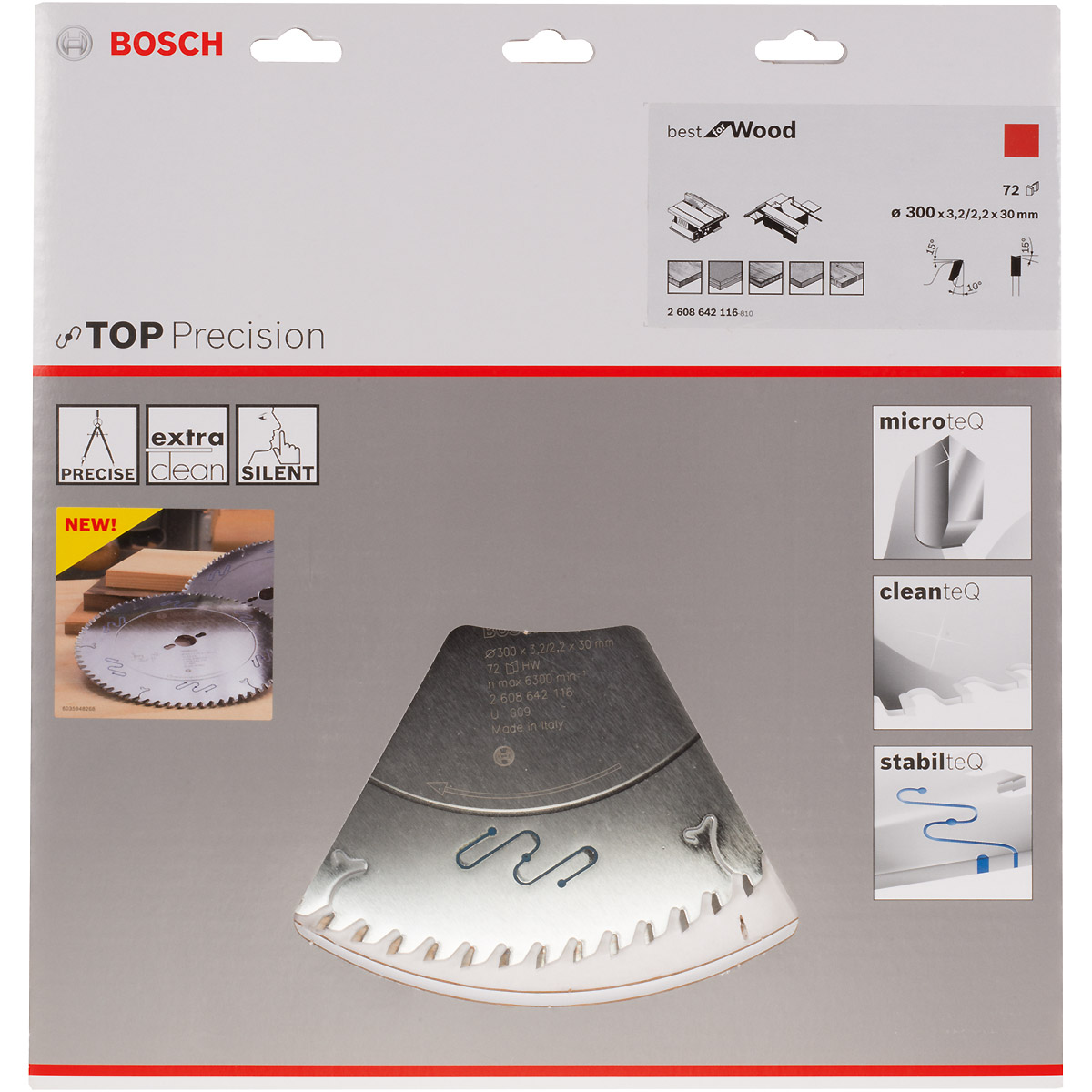 Bosch Kreissägeblatt Top Precision Best for Wood, 300 x 30 x 3,2mm, 72 Zähne