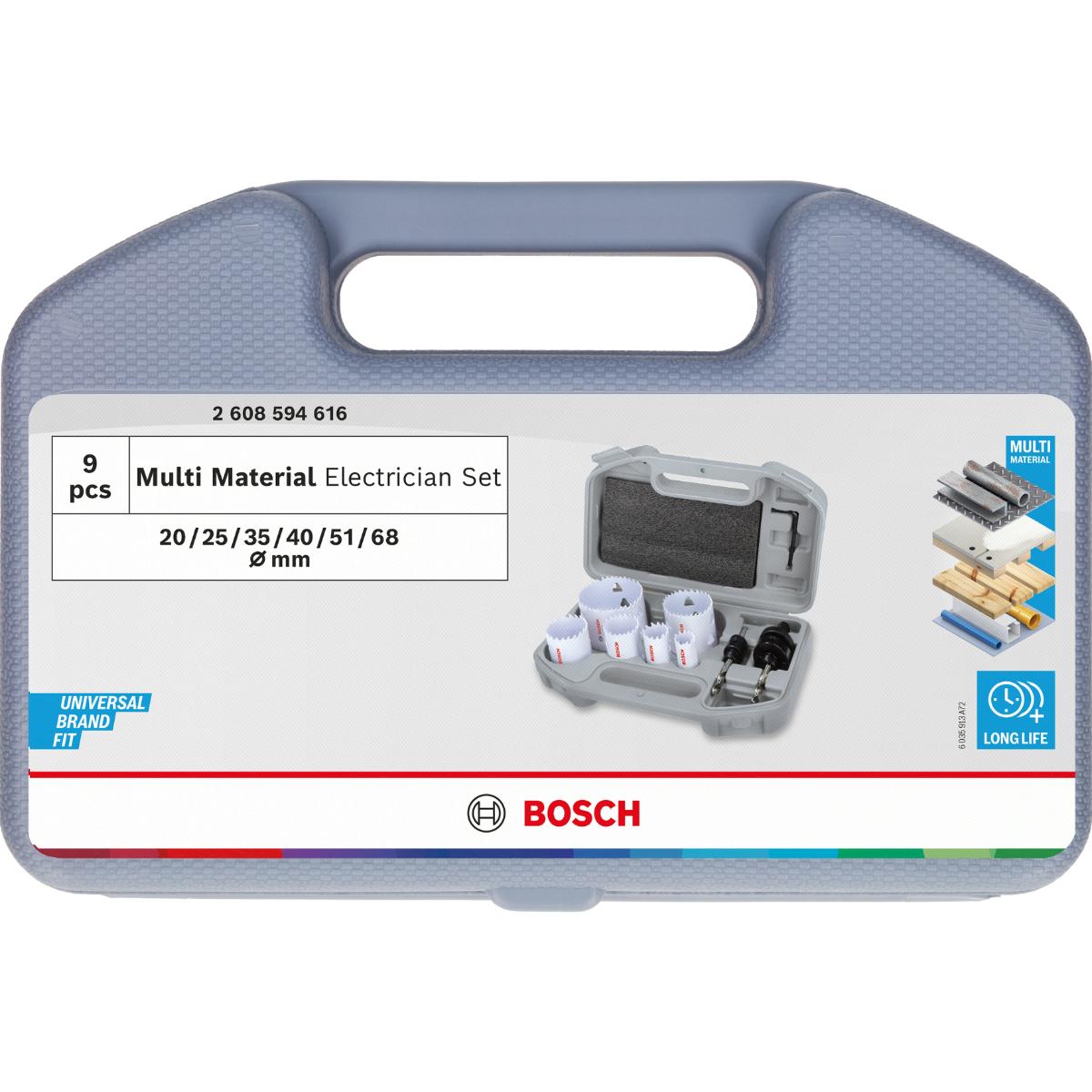 Bosch Multi Material Lochsägen mit Gewinde, 20, 25, 35, 40, 51, 68 x 40 mm, 9-teiliges Set