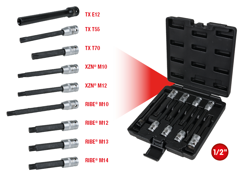 KS Tools 1/2" Zylinderkopf-Schrauben-Steckschlüssel-Satz, 9-tlg