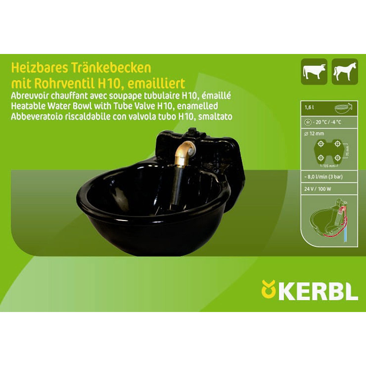Kerbl Heizbares Tränkebecken H10 80 Watt
