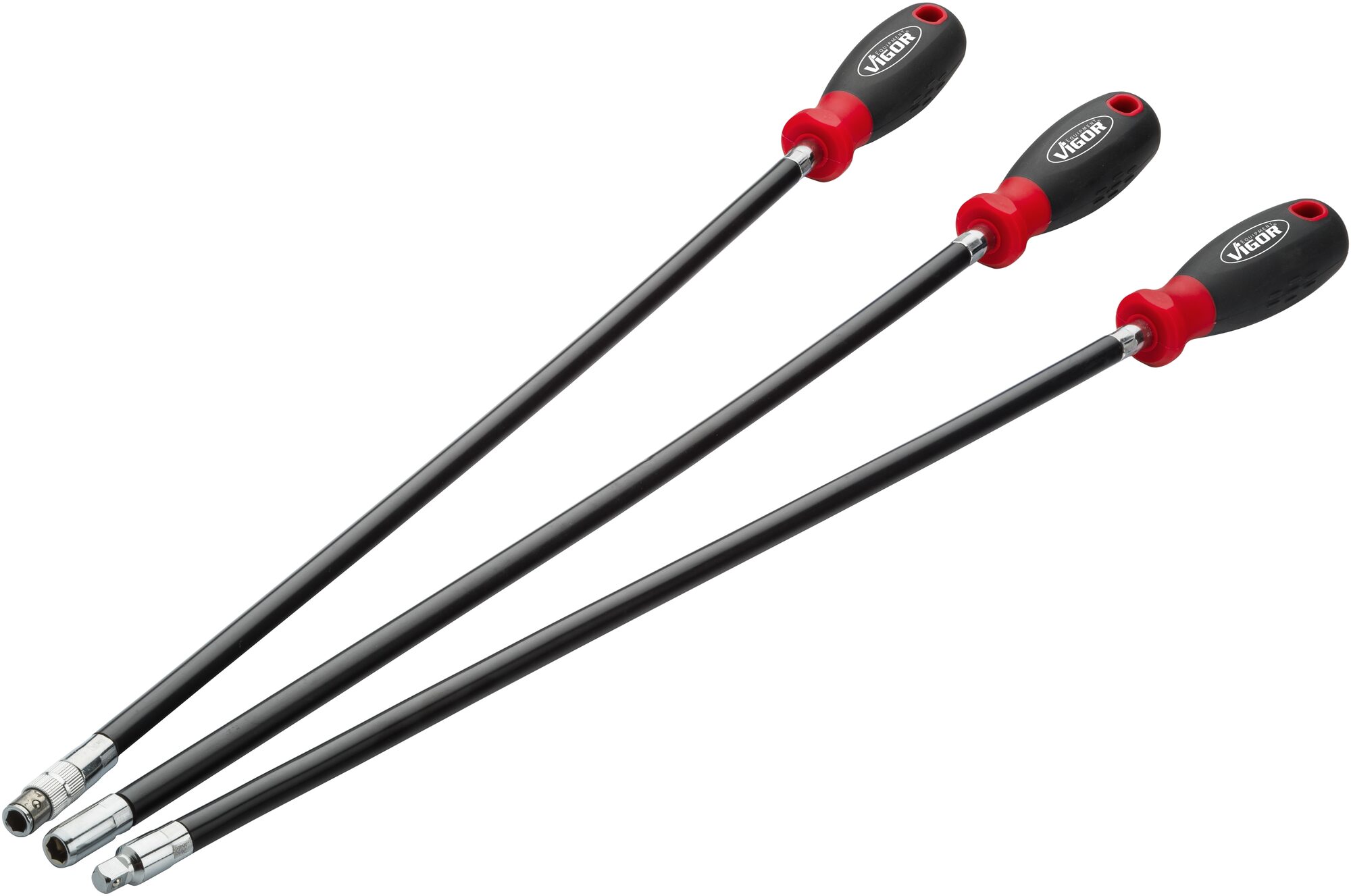 VIGOR Schraubendreher Satz, extra lang, flexibel, V5485N, Sechskant6,3 (1/4 Zoll), Vierkant6,3 mm (1