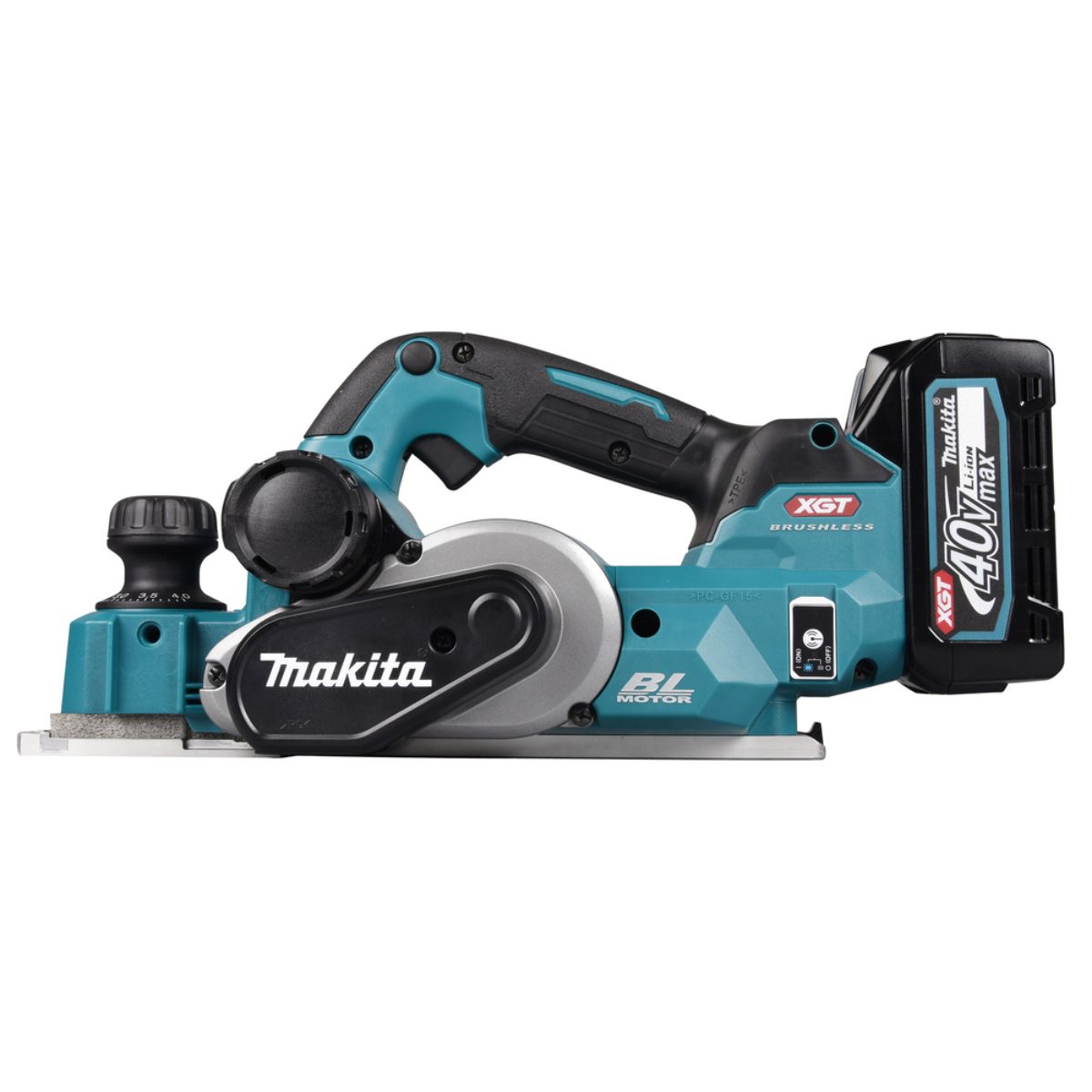 Makita Akku-Hobel 40V max. / 4,0 Ah, 2 Akkus + Ladegerät im MAKPAC KP001GM201