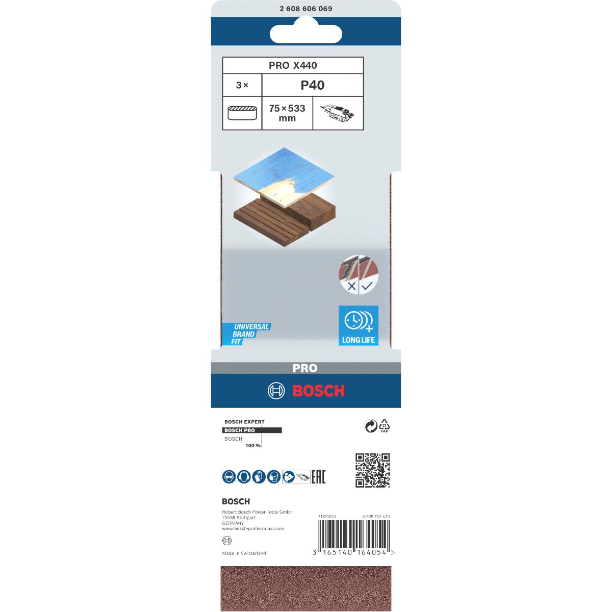Bosch PRO Schleifband-Set X440 Best for Wood and Paint, 3-teilig