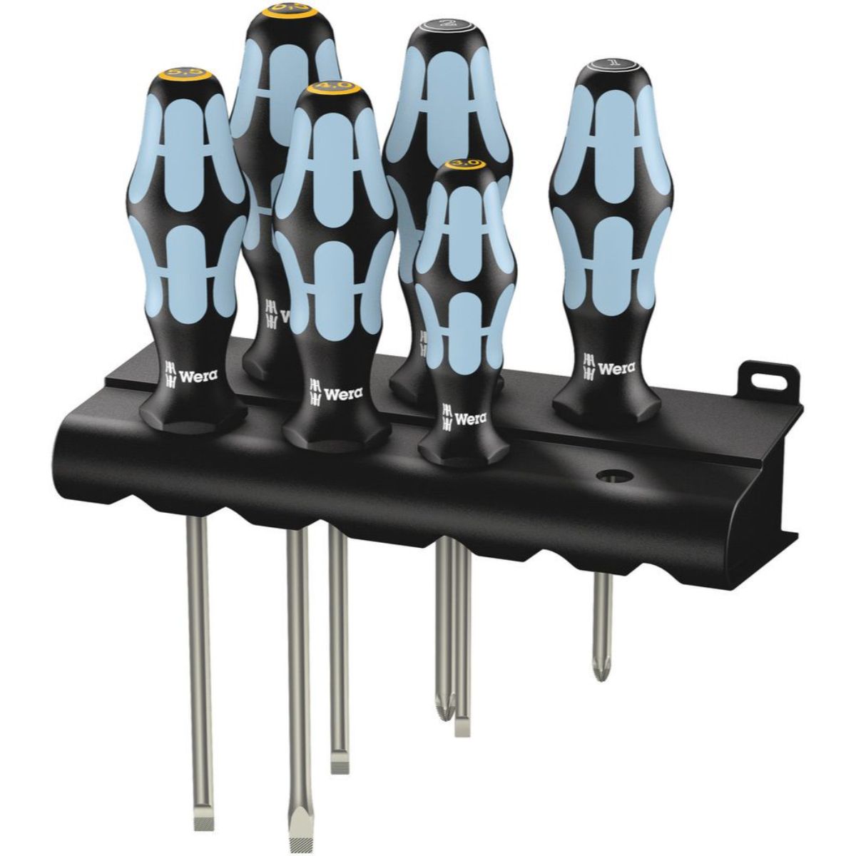 Wera 3334/3355/6 Schraubendrehersatz, Edelstahl + Rack, 6-teilig